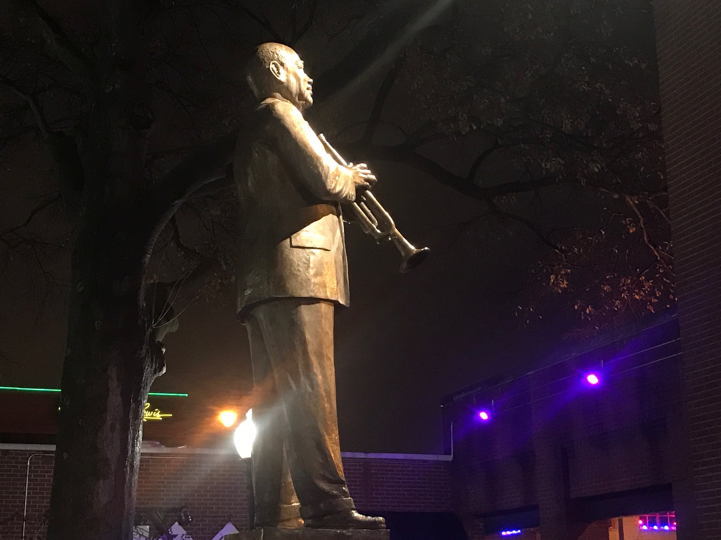  A statue of W.C. Handy, credited with bringing Mississippi Delta blues to Memphis, on Beale Street.      