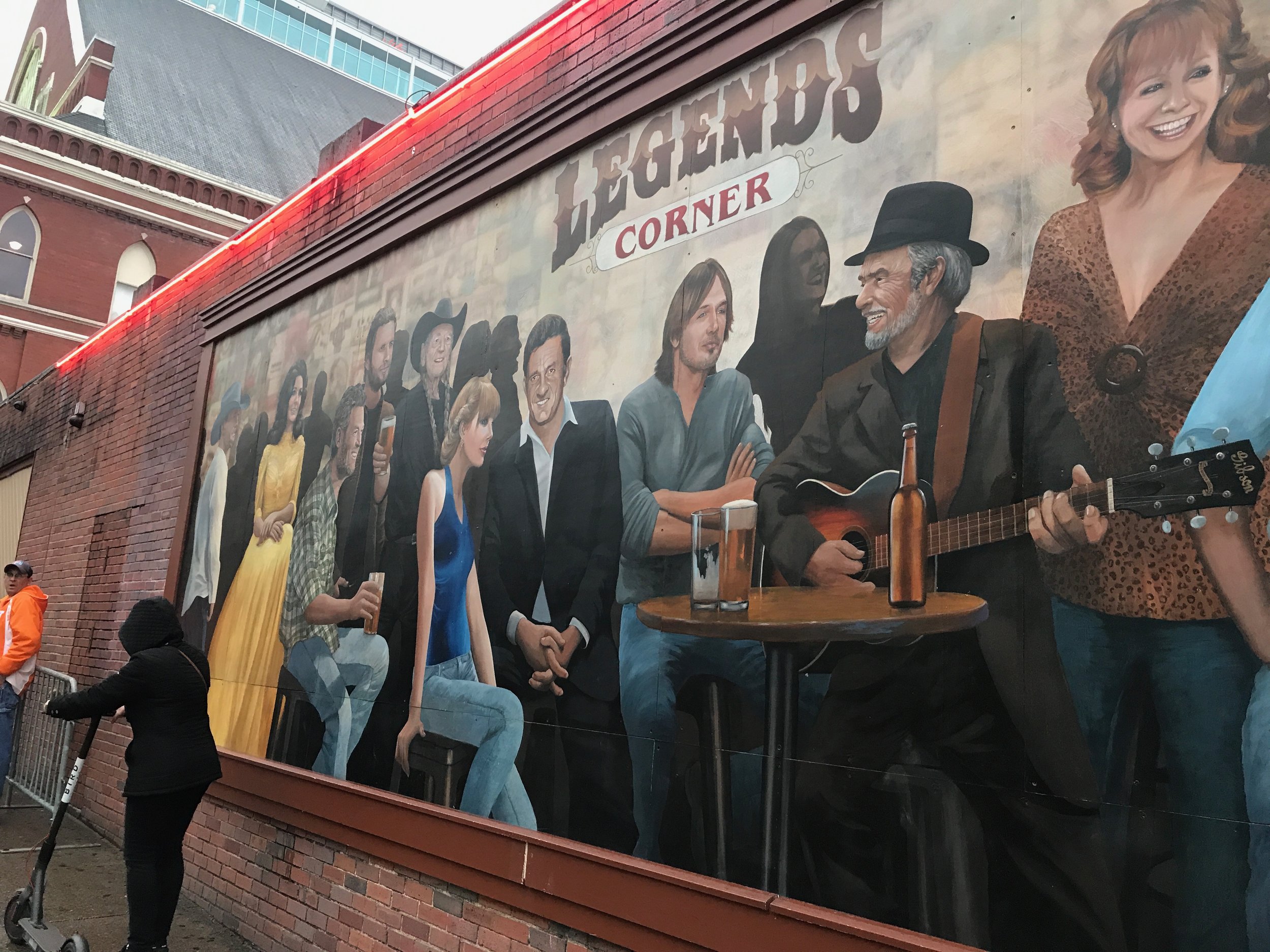  A mural of country music legends outside a bar on Broadway in Nashville     