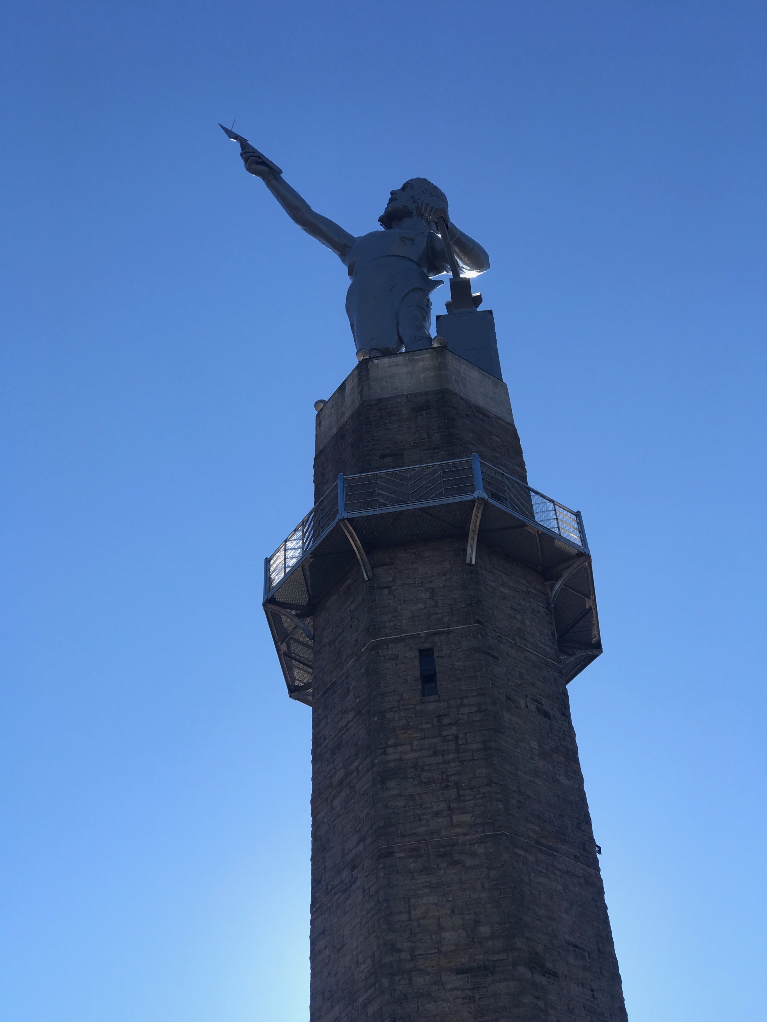 Vulcan, the largest cast-iron sculpture in the U.S, looks out over Birmingham, Ala.
