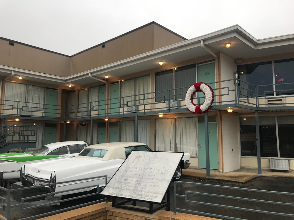  A wreath hangs on the spot in the Lorraine Motel in Memphis where Martin Luther King Jr. was assassinated. The motel is now the National Museum of Civil Rights. 