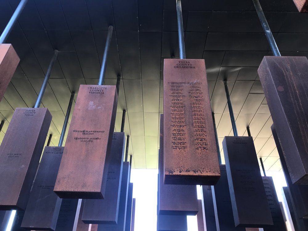  Iron slabs engraved with the names of thousands of lynching victims make up the centerpiece of the National Memorial for Peace and Justice in Montgomery, Ala. 