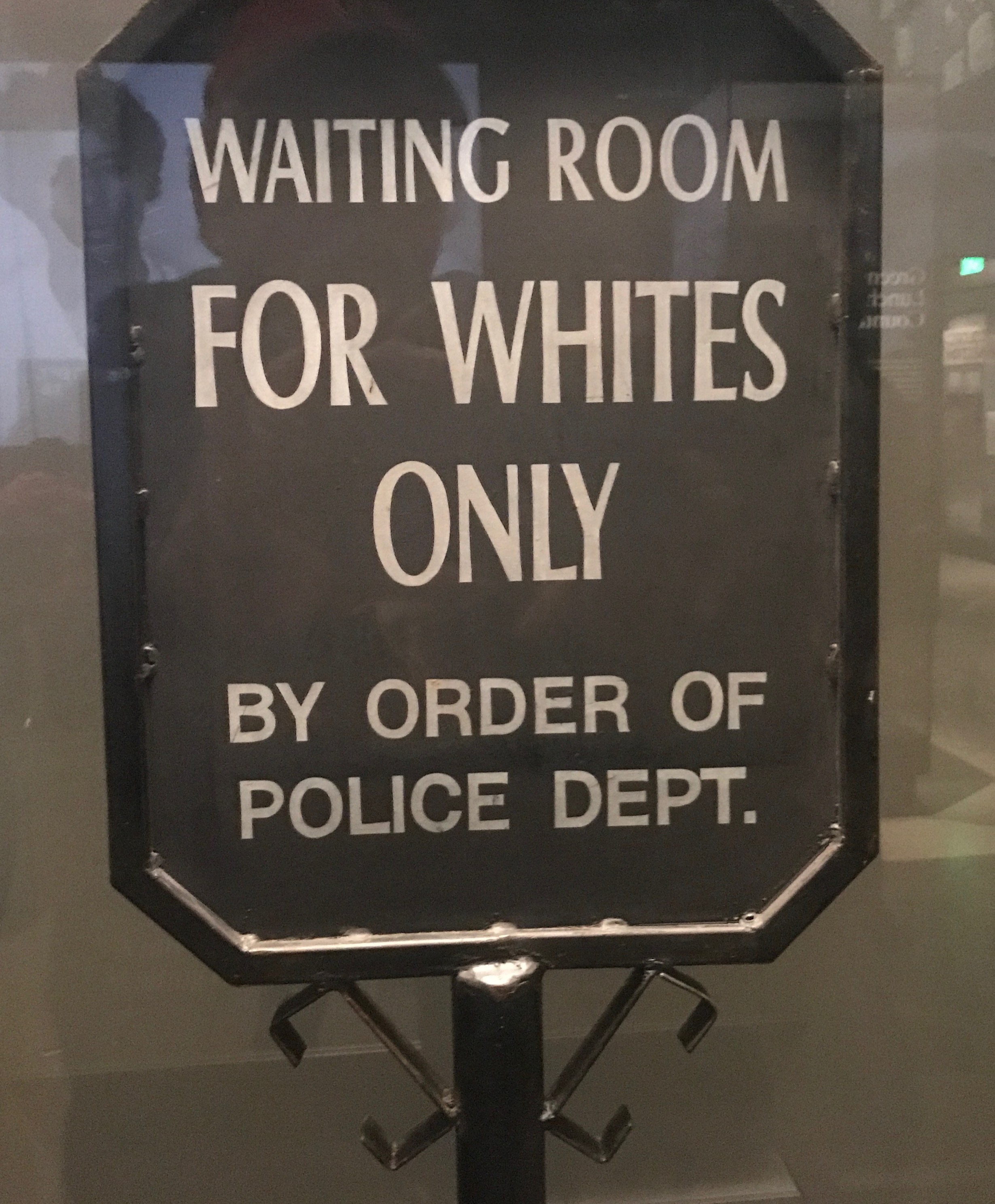  A sign from the Jim Crow South on display at the National Museum of African American History and Culture in Washington, DC.      