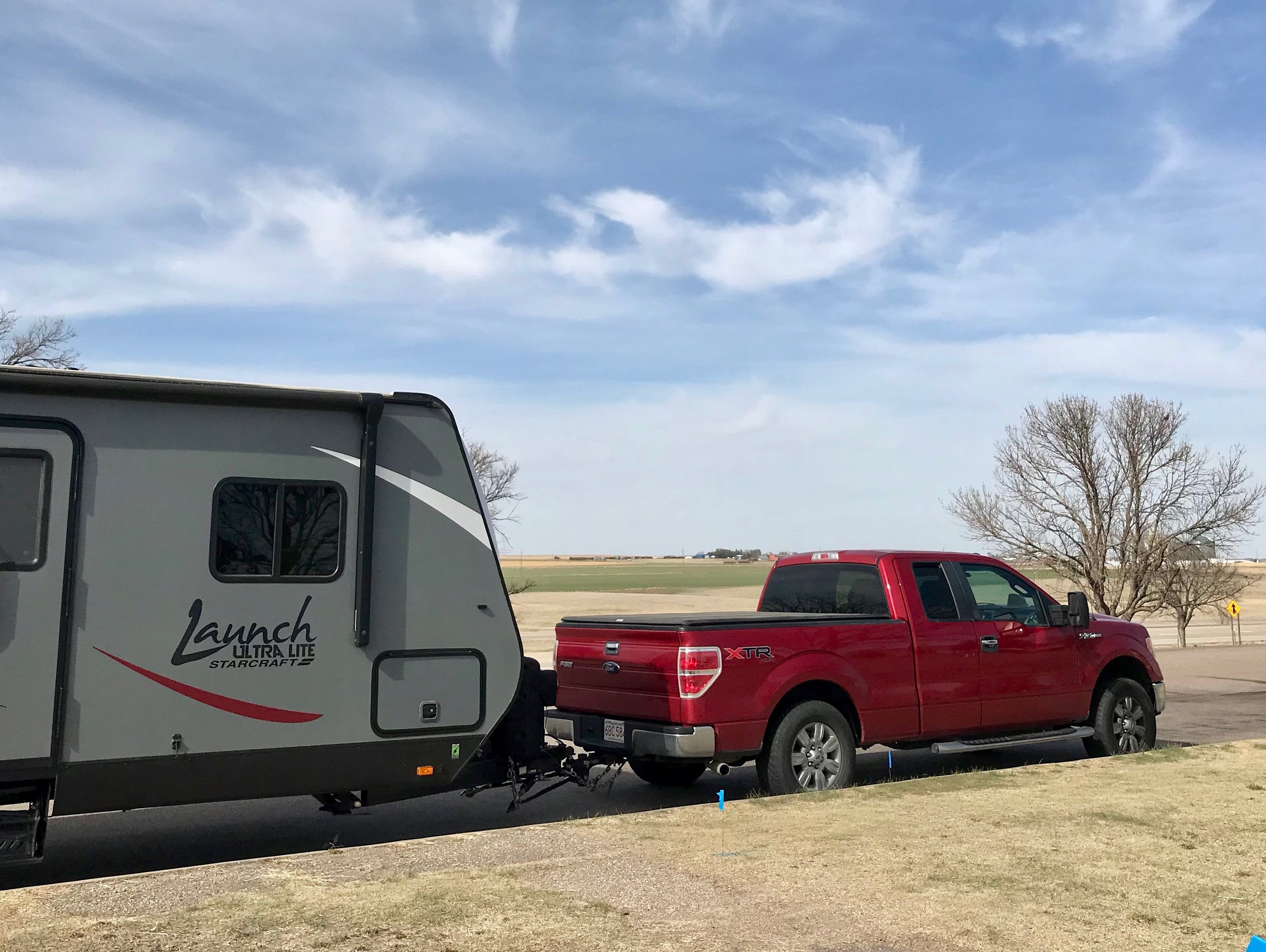  The writer's truck and trailer, on the flatlands of Kansas.      