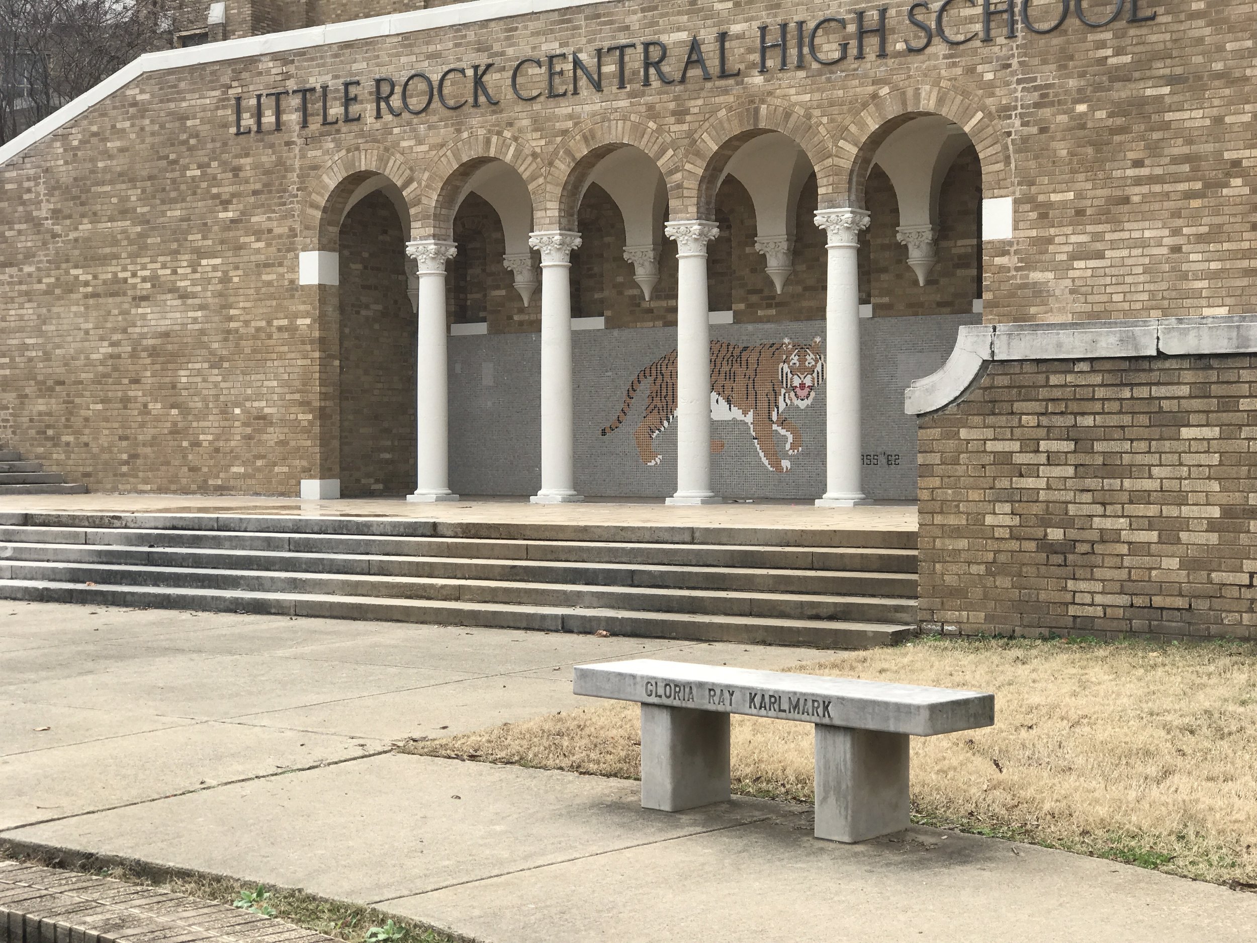  Benches honoring the Little Rock Nine now stand in front of the school they integrated in 1957. 