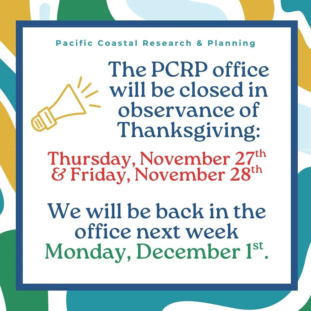 The PCRP Office will be closed in observance of Thanksgiving (11/27-11/28) and will be back in the office next week Monday, December 1st. Have a safe and gratitude-filled weekend! 🧡