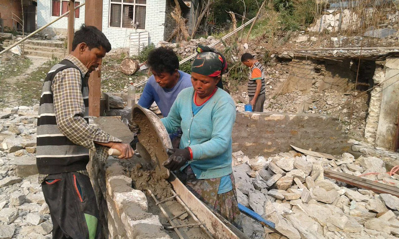 Our school build continues to provide much needed jobs to women and men alike.