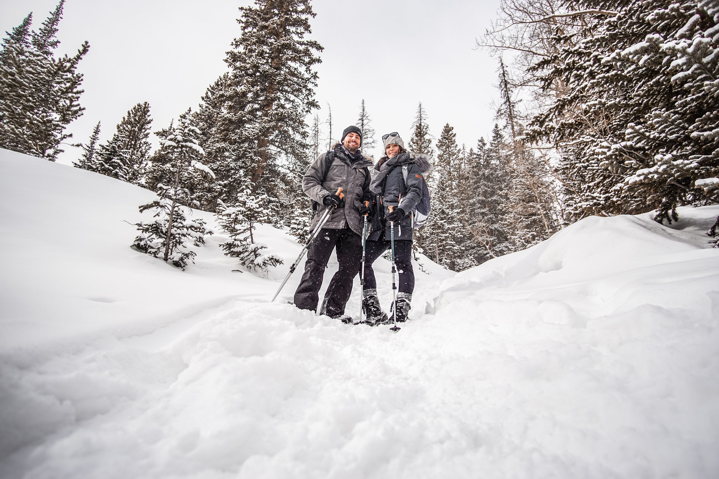 Loving our first winter hike - complete with crampons & trekking polls!