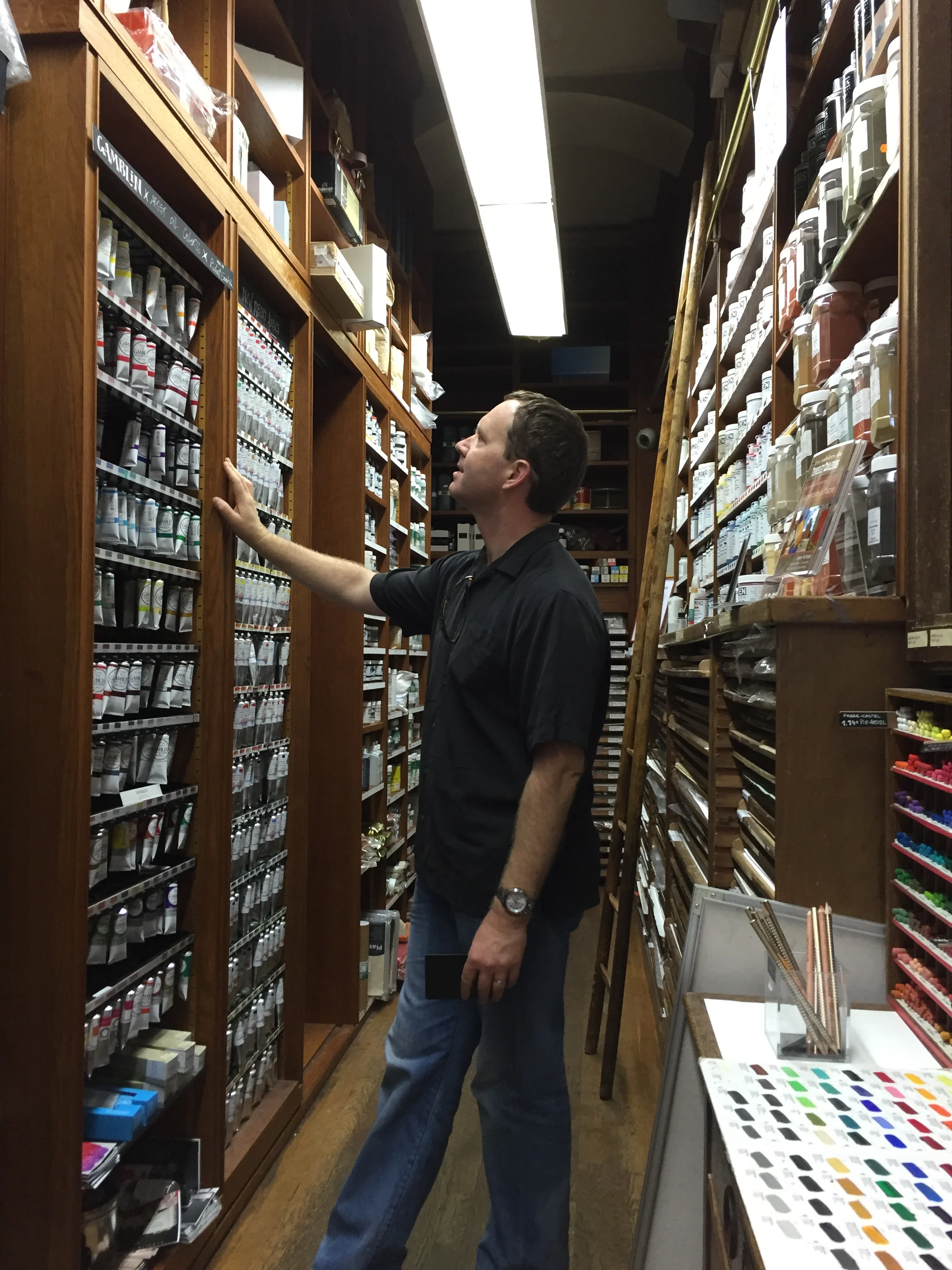 Shopping at the Sennelier art store in Paris.