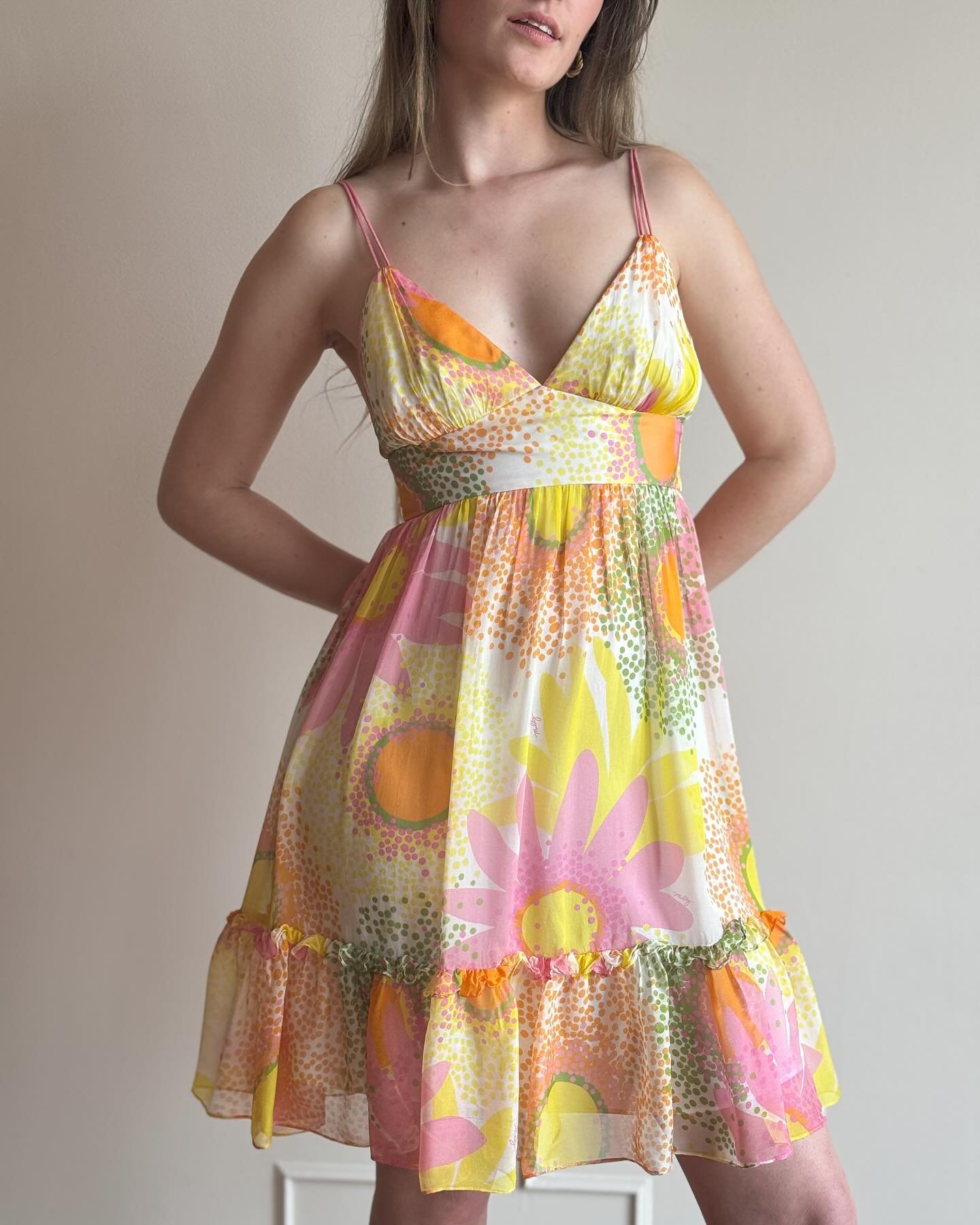 Silk floral flounce dress by Milly / S featured on Ali / $98 / DM to purchase / Shipping available