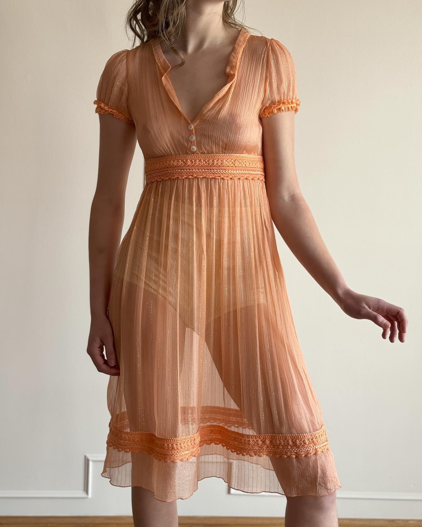 Totally sheer peach mini / XS / S feature on Ava / $64 / DM to purchase / Shipping available