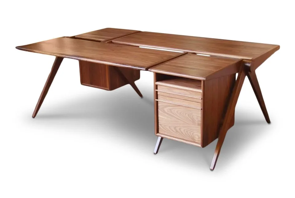 64" double facing desk with files