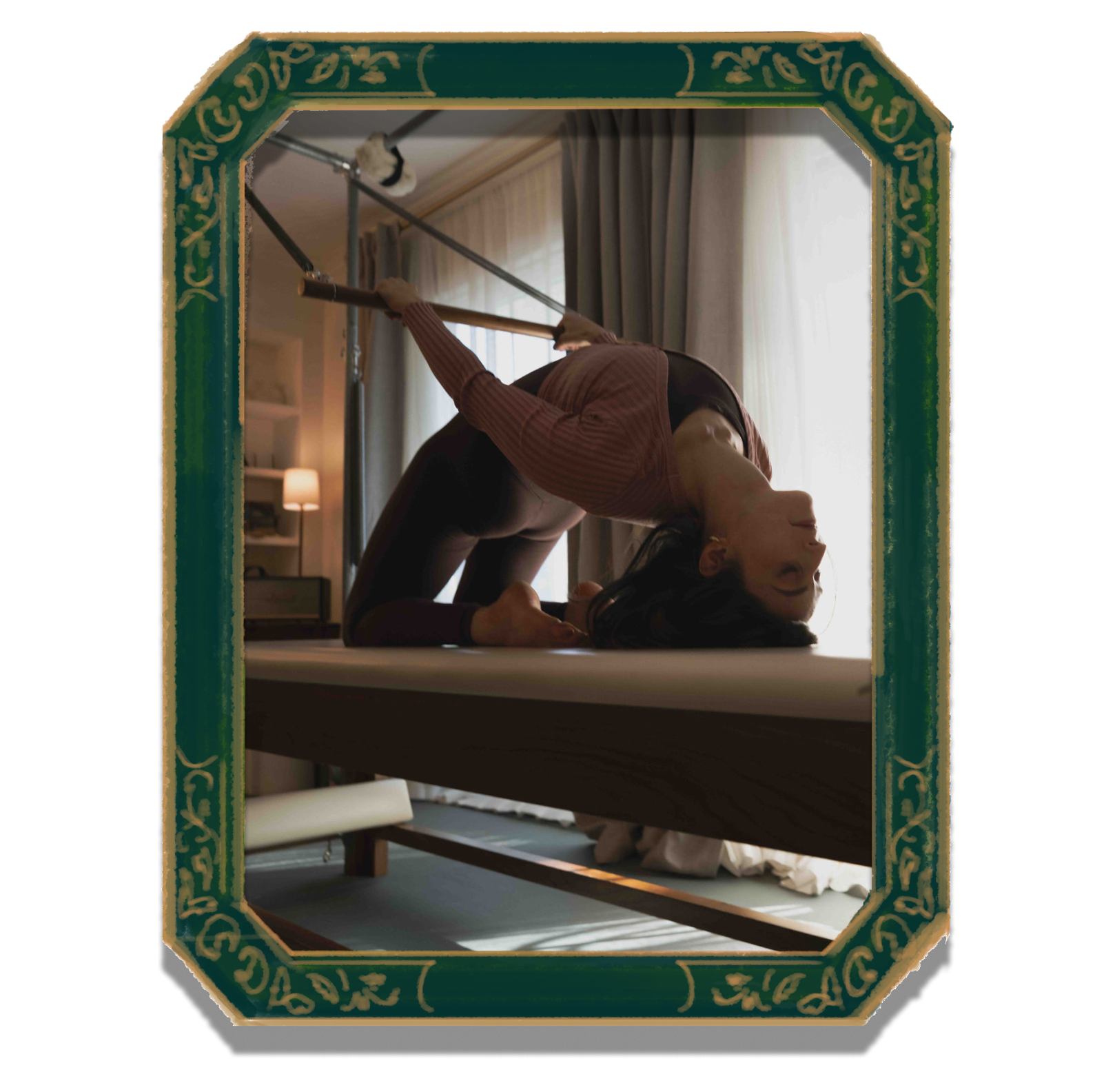 Pasche Pilates Jeanette on cadillac in back bend