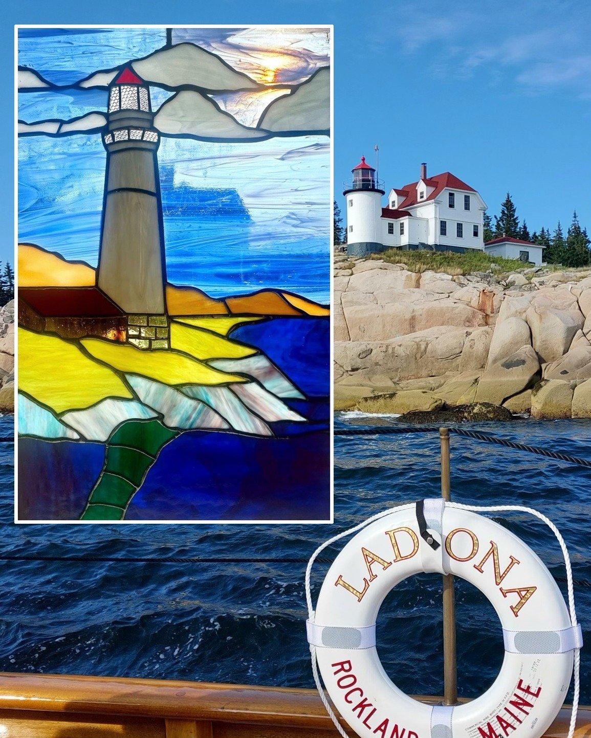 Get INSPIRED on the #SchoonerLadona!

We can't take credit for Jay McNulty's @honuglobal talent, but we can take credit for his view during last June's sail that inspired his latest stained glass masterpiece.

Book your inspirational sail before Marc