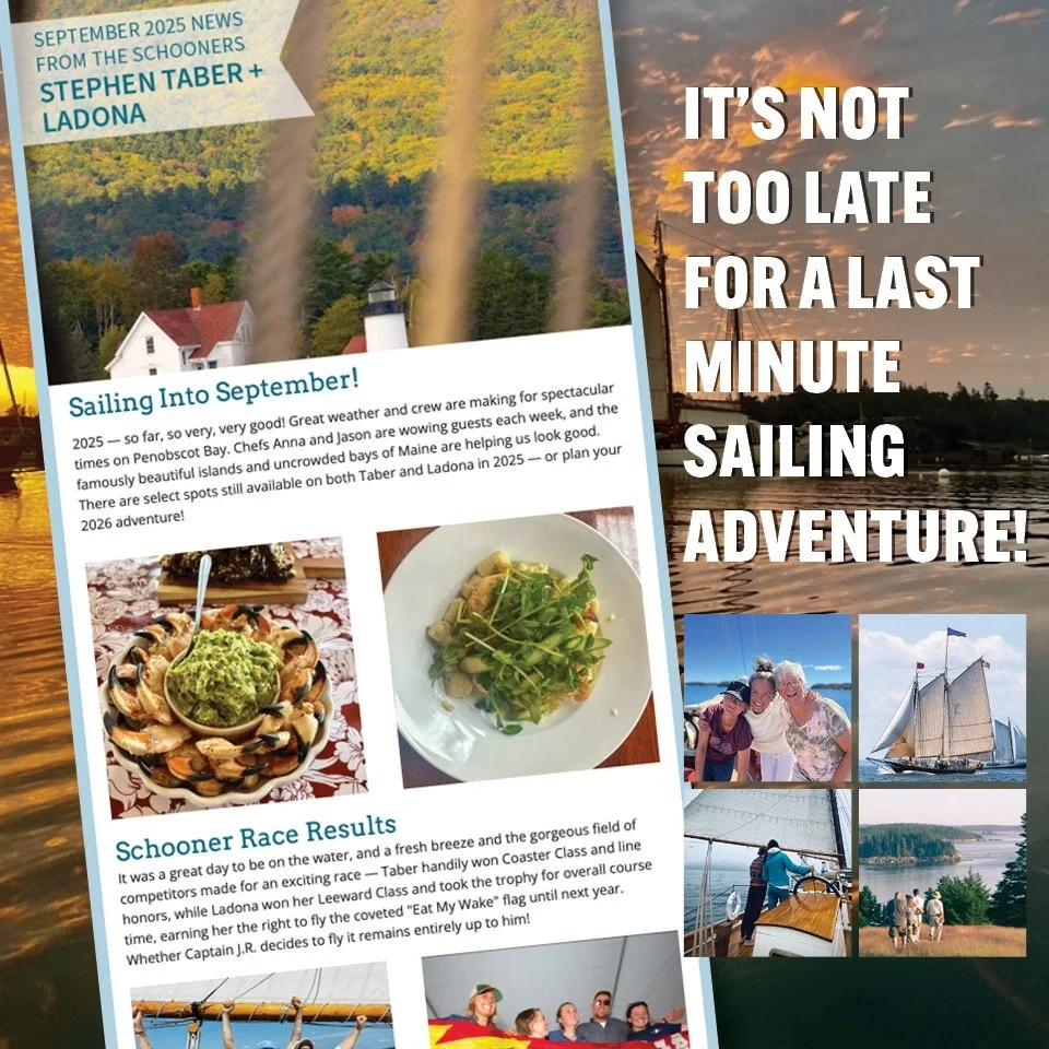Our September 2025 Schooner Newsletter is out and filled with all the news that's fit to print!

Click on the LinkTree link in our Instagram bio and then click &ldquo;Fall Sailing In Maine🍁&rdquo;.
#schoonerladona #thisiswindjamming #mainewindjammer
