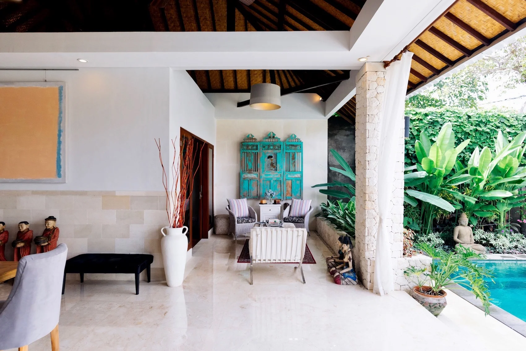 living and dining areas