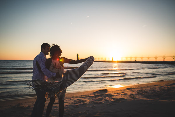 couple dancing on beach in the evening light, connection, love, warmth 