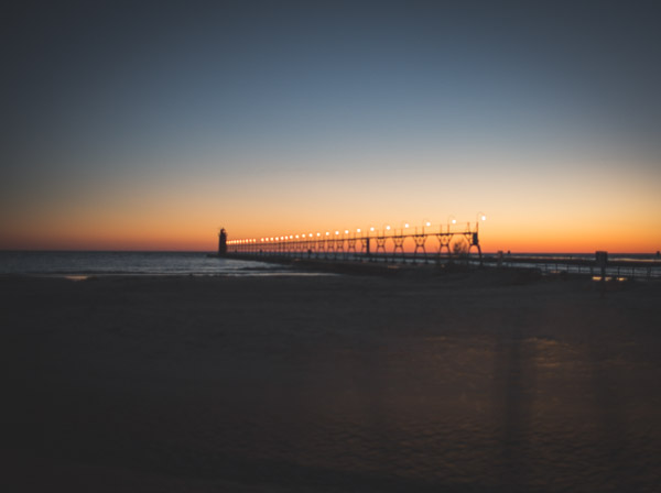sunset over south haven pier at dusk 