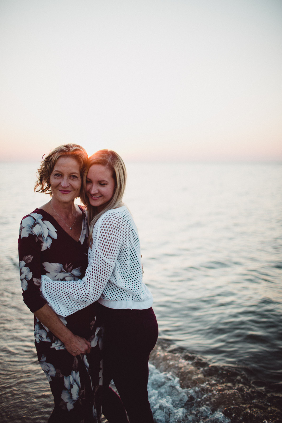 mother, daughter portrait on the beach 