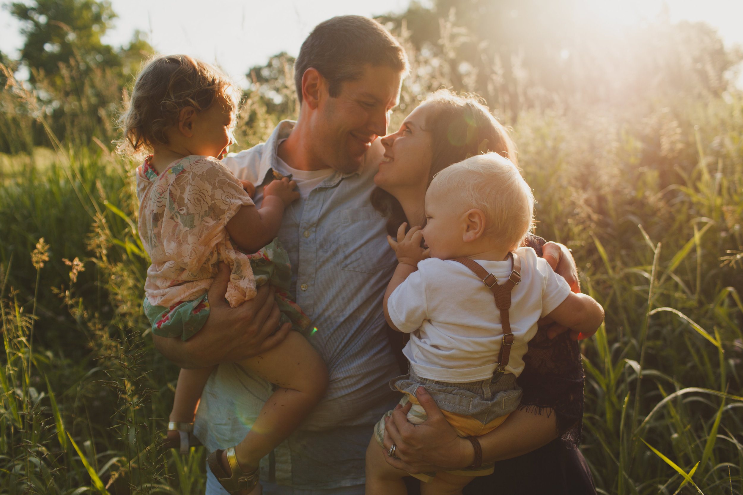 Family in loving embrace 