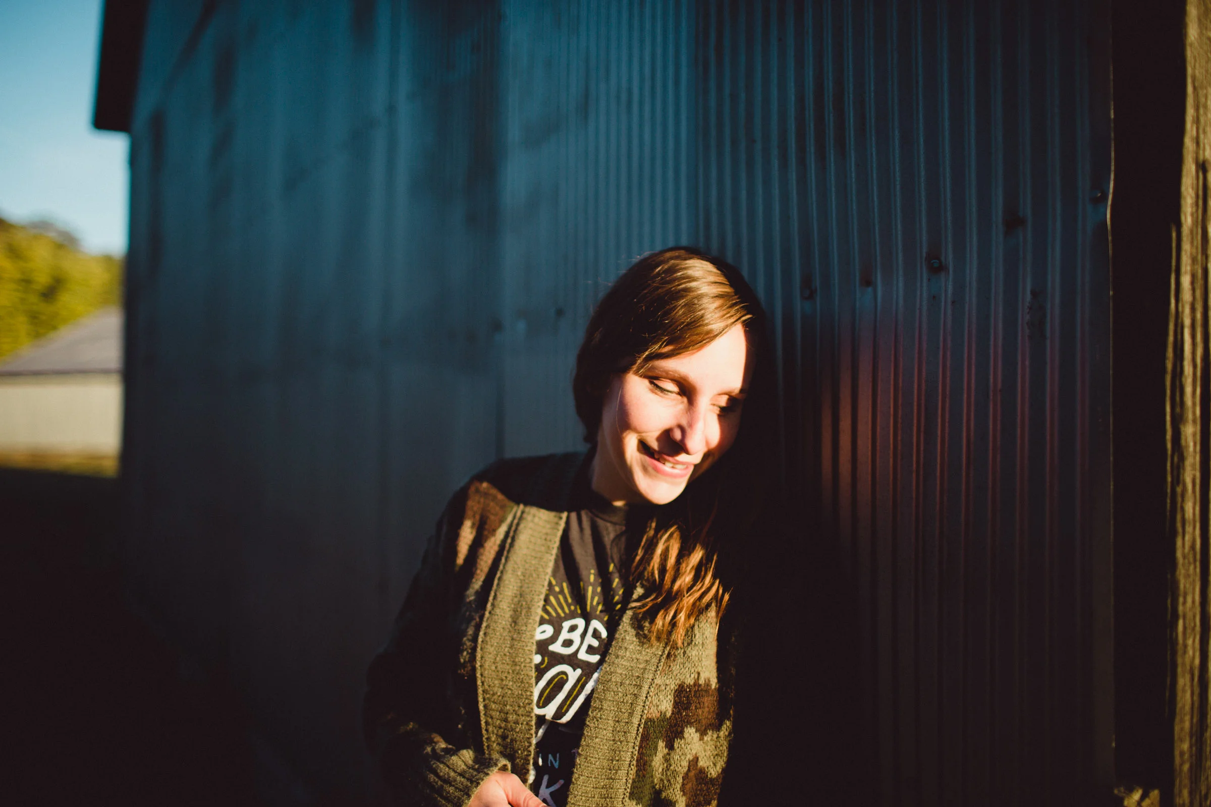 Portrait of mother in side light.