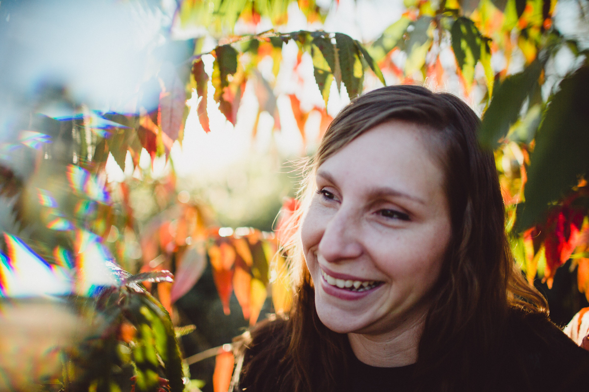 Portrait of Girl in Leaves with Prism