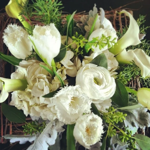 A collection of winter bridal bouquets from the Flower Maven.