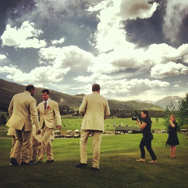 Guy time with the photographer. // #keystoneweddings