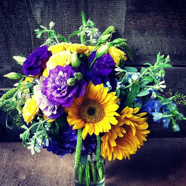 Sherry's Bouquet // Purple, blue, yellow and green.