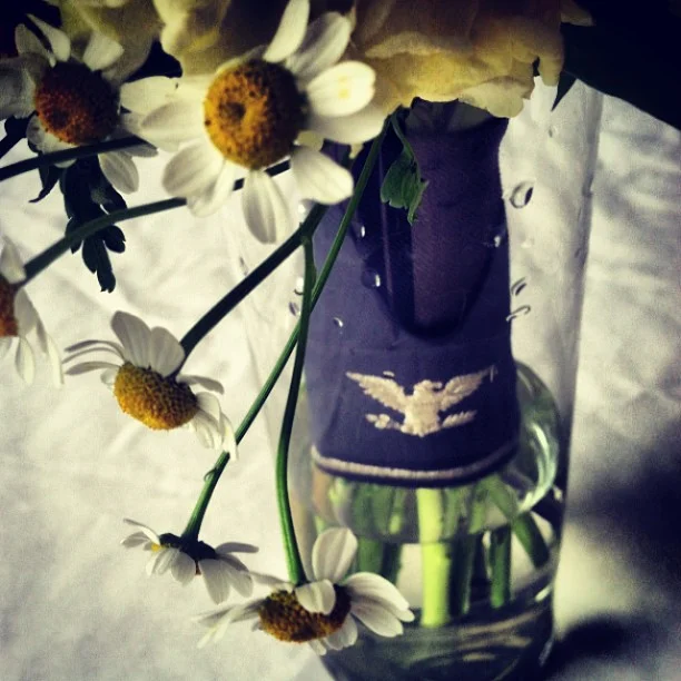 Part of Grandpa's old military uniform made into the bouquet handle. // #keystonemoments #keystoneweddings @keystone_resort