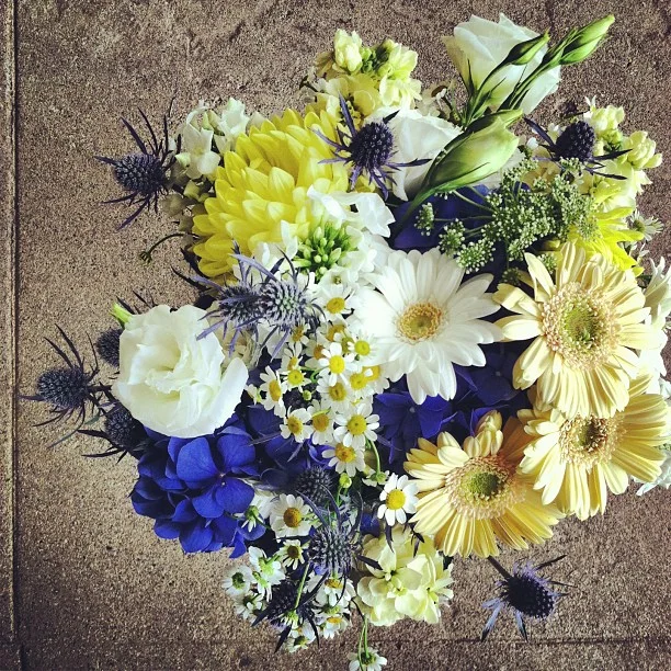 C.C.'s Bouquet // Yellows, whites and blues.