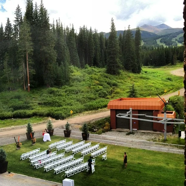 Looking down on the ceremony site at @beaverrun from the Imperial Ballroom.