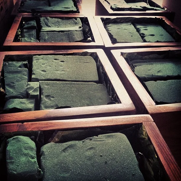 Floral foam hydrated and cut to fit containers provided by one of our brides. // #breckwedding #flowers