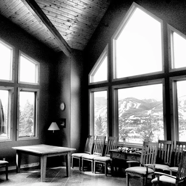 Inside one of the private home rentals for a small wedding this last summer. Huge windows looking at the ski area, north of downtown. #breckenridge #wedding