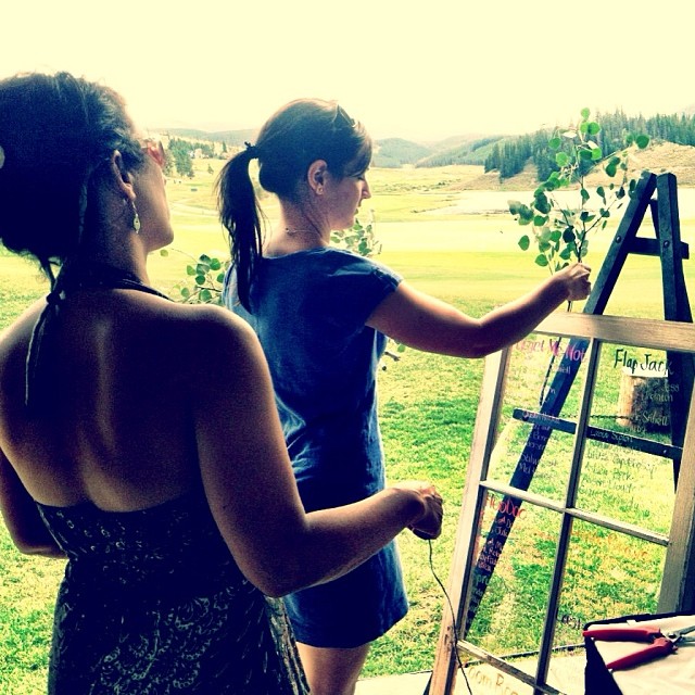 The Flower Maven and @cmsiik putting the final touches on the window pane / seating assignments. This was from one of our events at the @keystone_resort last summer.