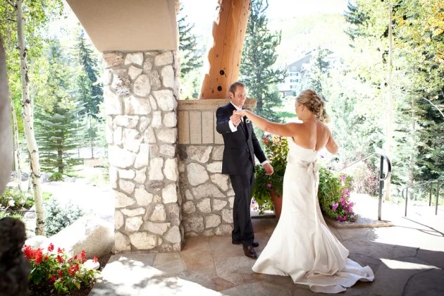 Meg + Ben at Donovan Pavilion in Vail, Colorado