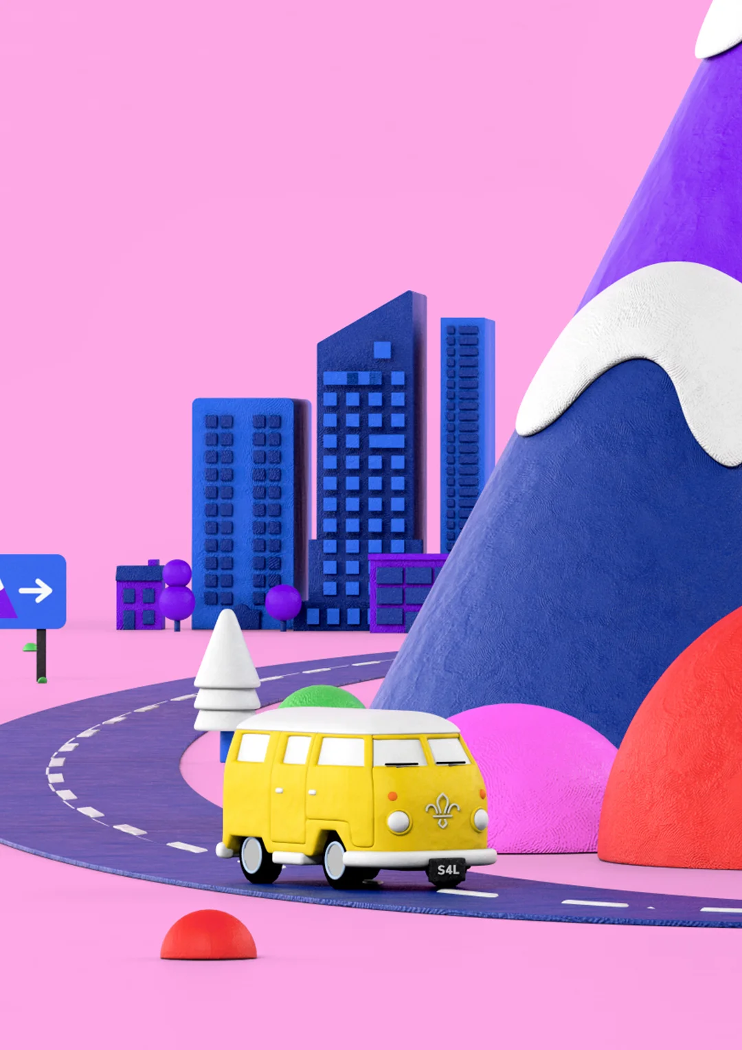 Scouts - Better Futures---Young-Illustration-&-Animation-Studio-Manchester-2D,3D, mountain, city, flock, flag, campervan, close up - 3d modelling - ANIMATION.jpg