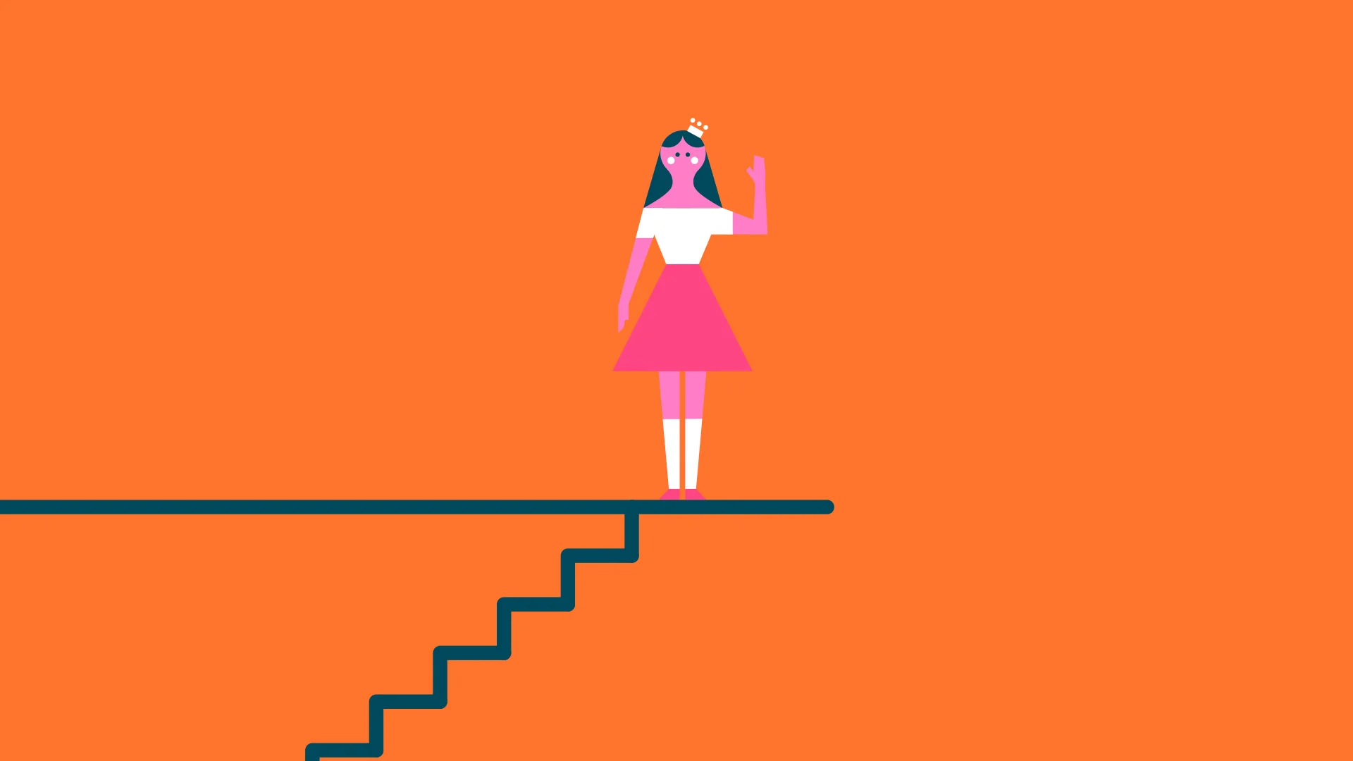 KATE, GIRL, CHARACTER, WAVING, STAIRS,-graphic---IDKT-about-the-BEATLES---Young-Illustration-&-Animation-Studio-Manchester-2D,-MOTION-GRAPHICS,-INFOGRAPHICS.jpg