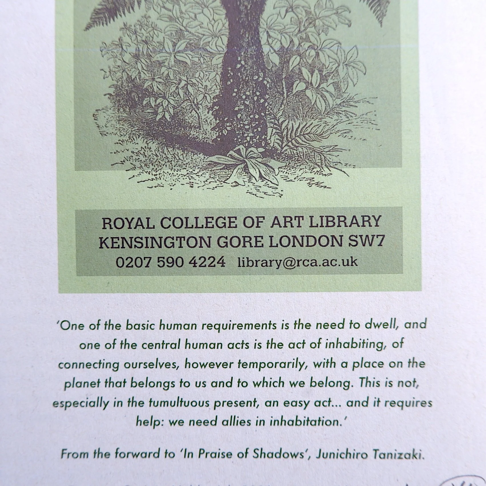  Booklet to accompany the Library window display ‘In Residence’, July - September 2026. 