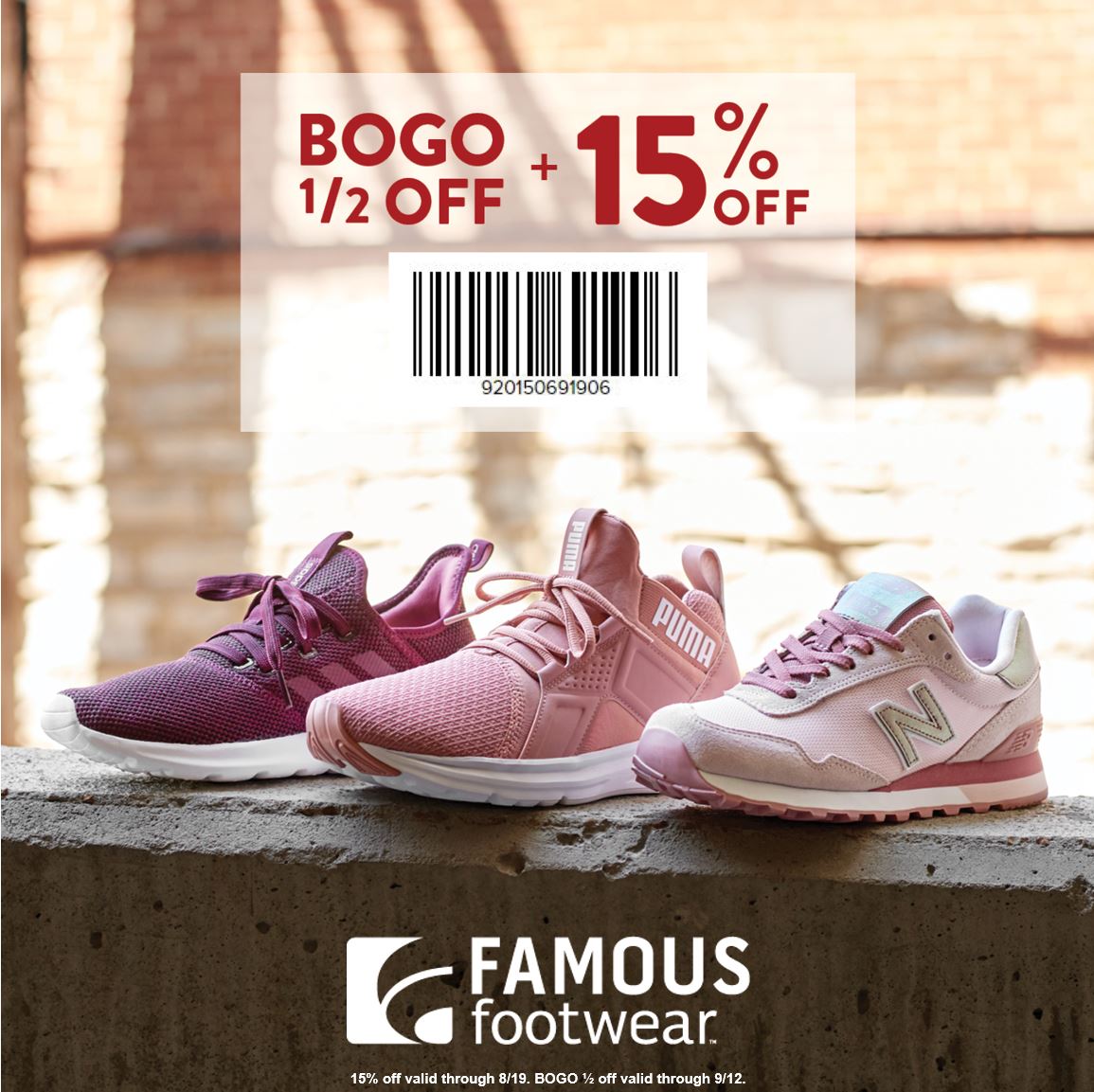 Famous Footwear - BOGO 1/2 Off + 15 