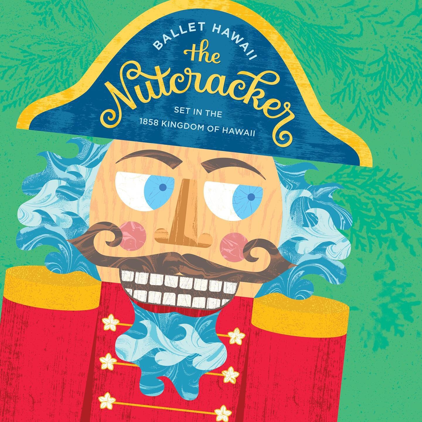 I'm cracking with excitement to share the new logo and illustration for Ballet Hawaii's Nutcracker! It was a delight to incorporate whimsy, mischief, and some nods to Hawaii in the art. Did you notice his hair is made of waves?
&bull;
Big thanks to @