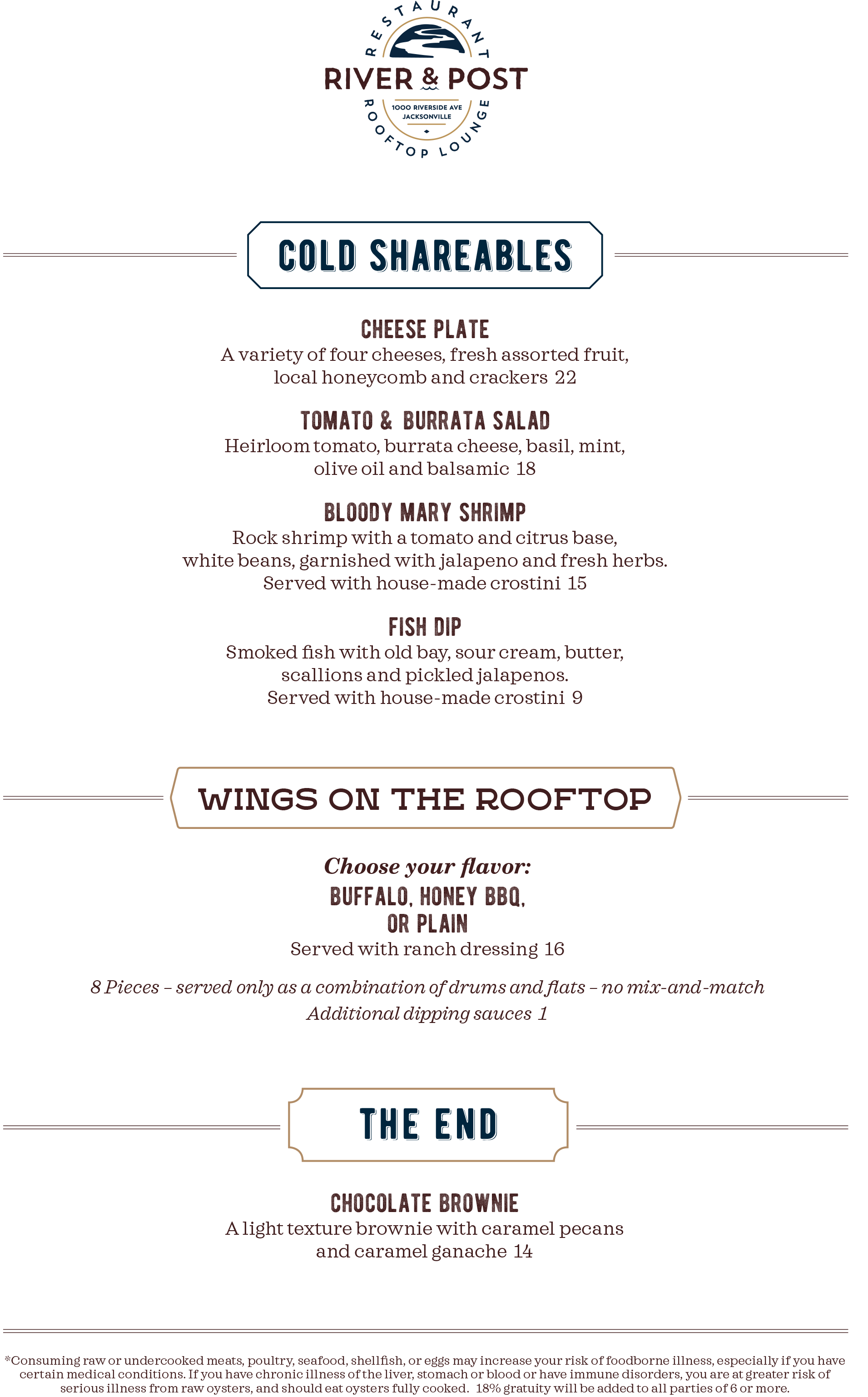 Rooftop Menu — River & Post