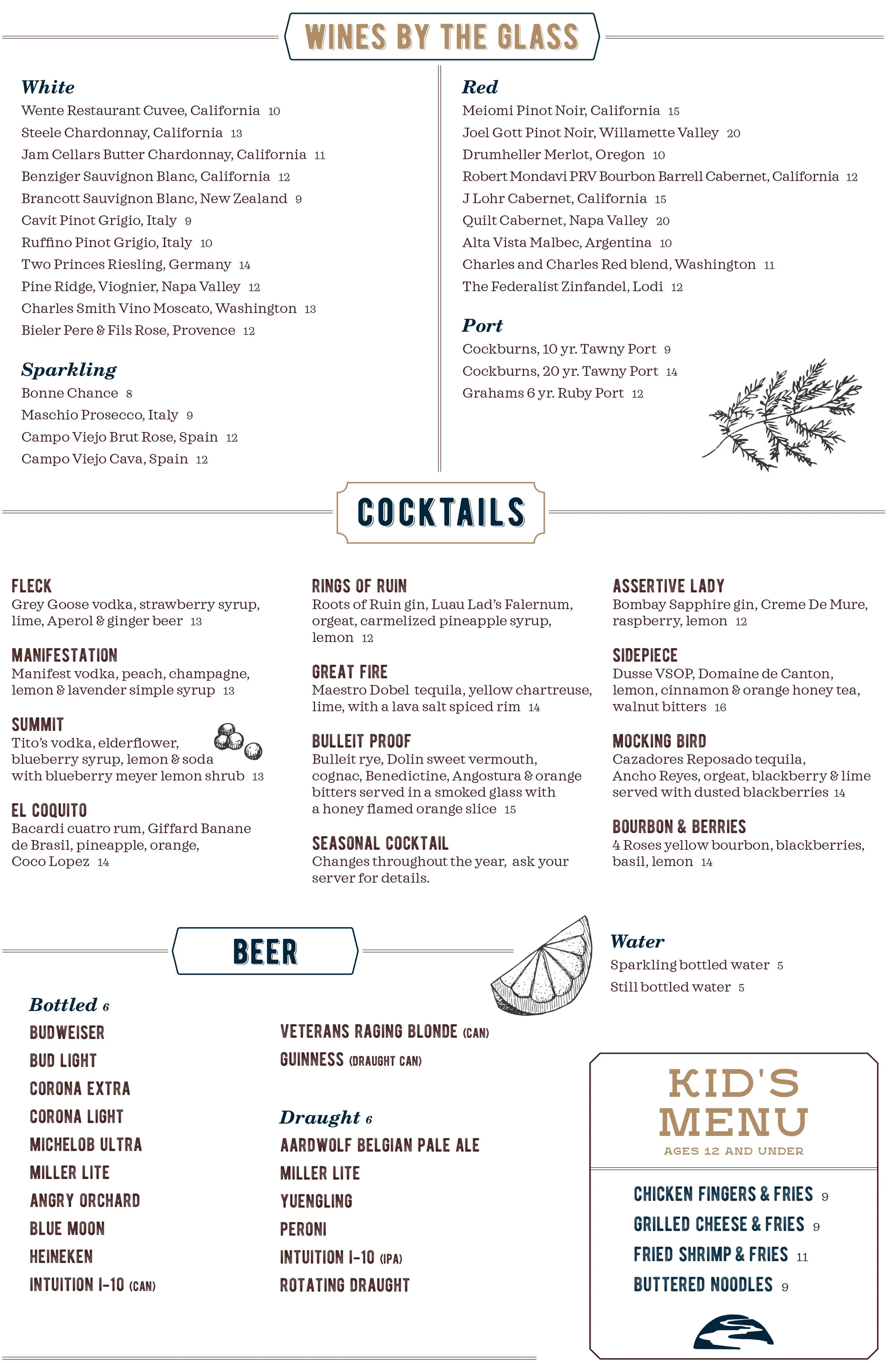 Dinner Menu — River & Post