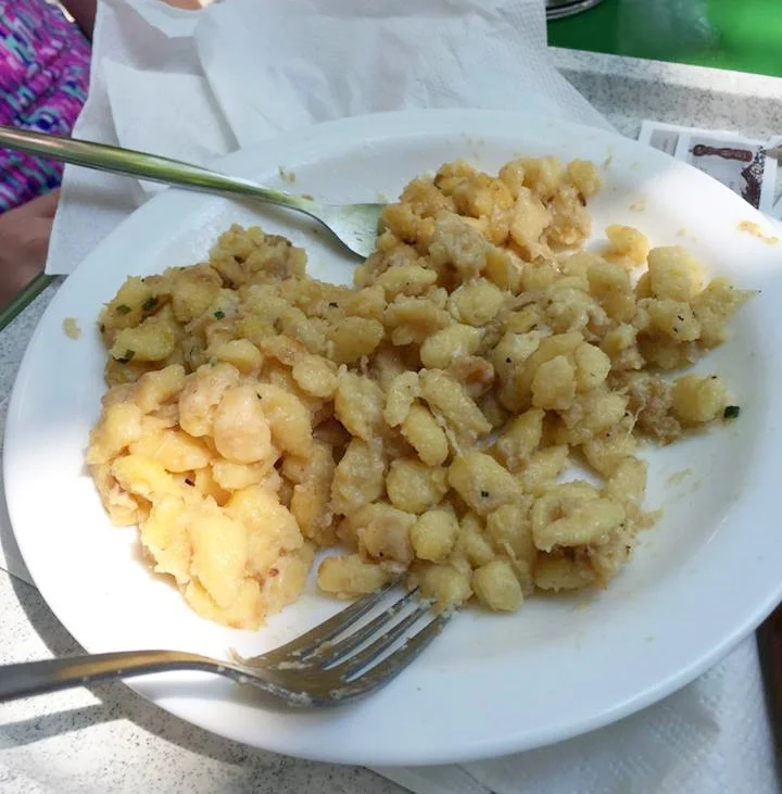 Spaetzel from Chinesischer Turm - a popular biergarten in Munich, germany
