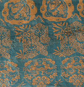 woven silk damask with chinese motifs