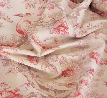 Exotic birds and floral pattern on robustlinen