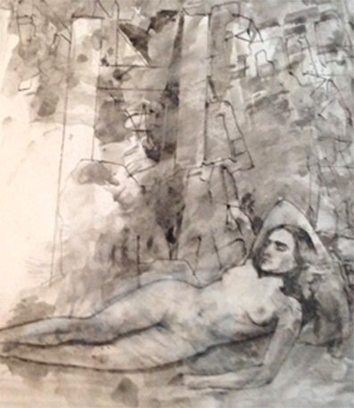Raphael's Dream Sleeping woman and rock