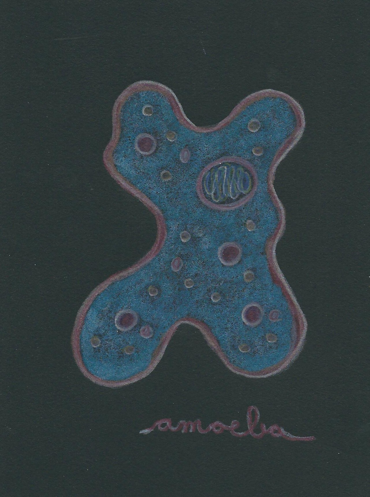 Pseudopodia. Colored pencil on black paper