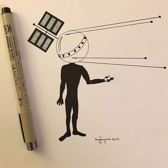 Self portrait. Pen and ink