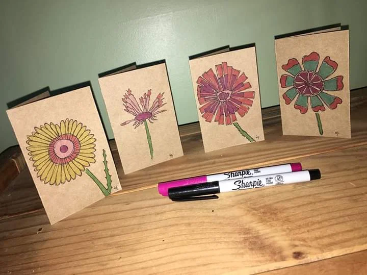 Flower cards. Pen and ink (sold)