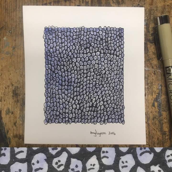 Tiny skulls. Watercolor and ink (sold)